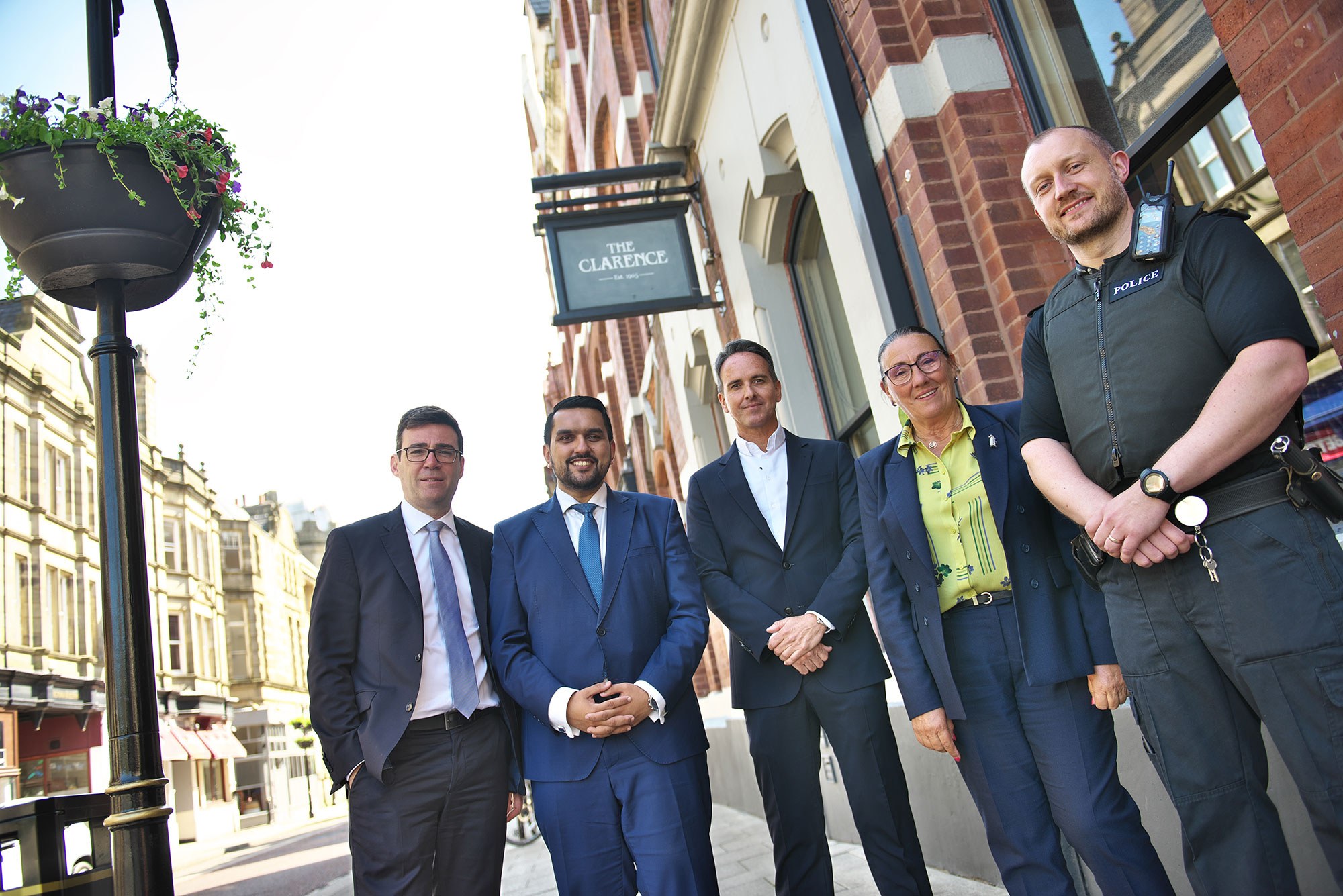 Andy Burnham and Sacha Lord outside the Clarence